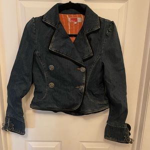 Devo embroidered crop denim jacket